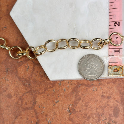 Estate 14KT Yellow Gold 13mm Rolo Chain Bracelet