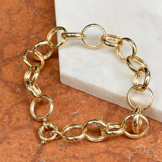 Estate 14KT Yellow Gold 13mm Rolo Chain Bracelet