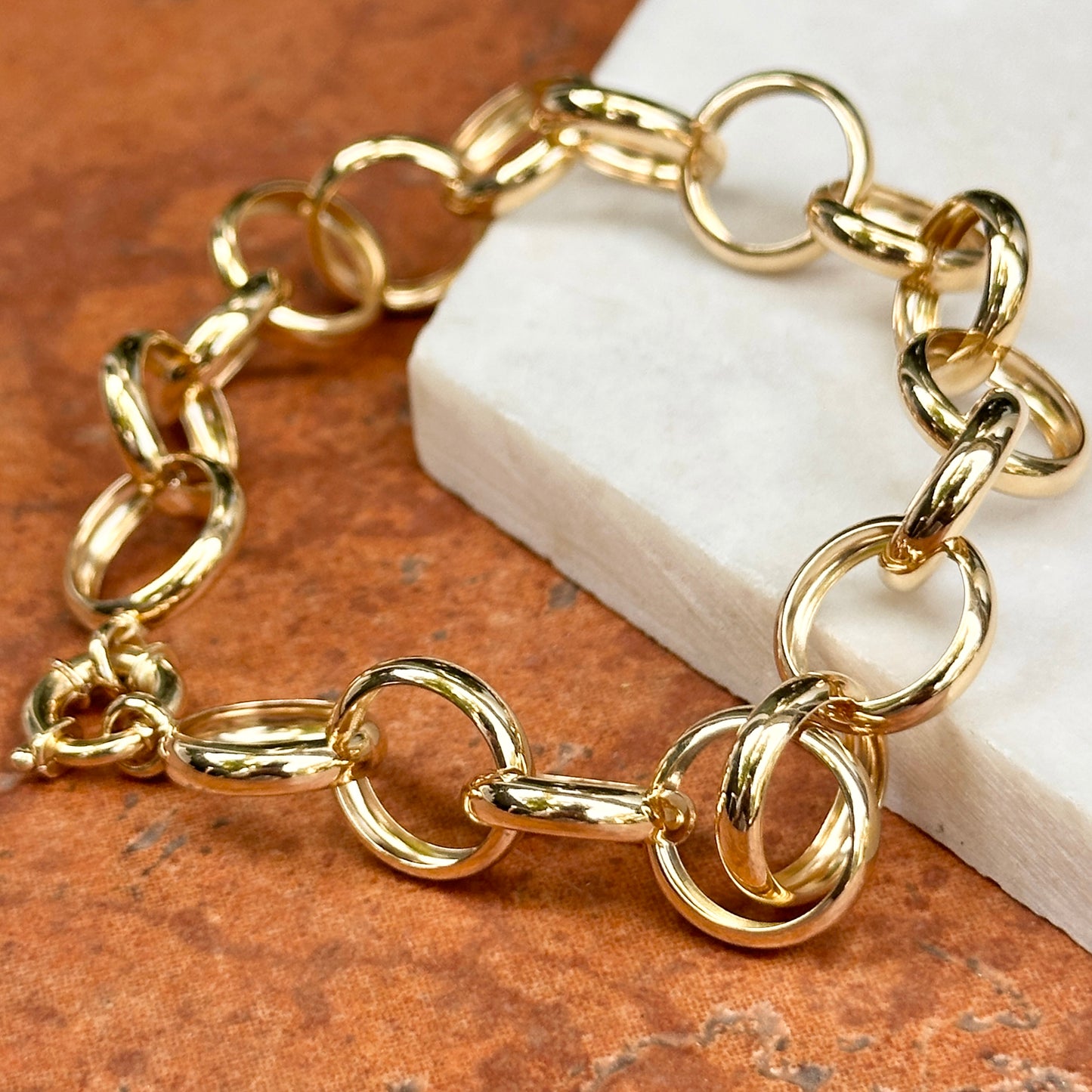 Estate 14KT Yellow Gold 13mm Rolo Chain Bracelet