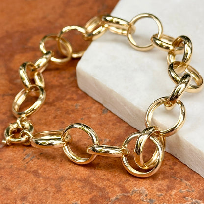 Estate 14KT Yellow Gold 13mm Rolo Chain Bracelet