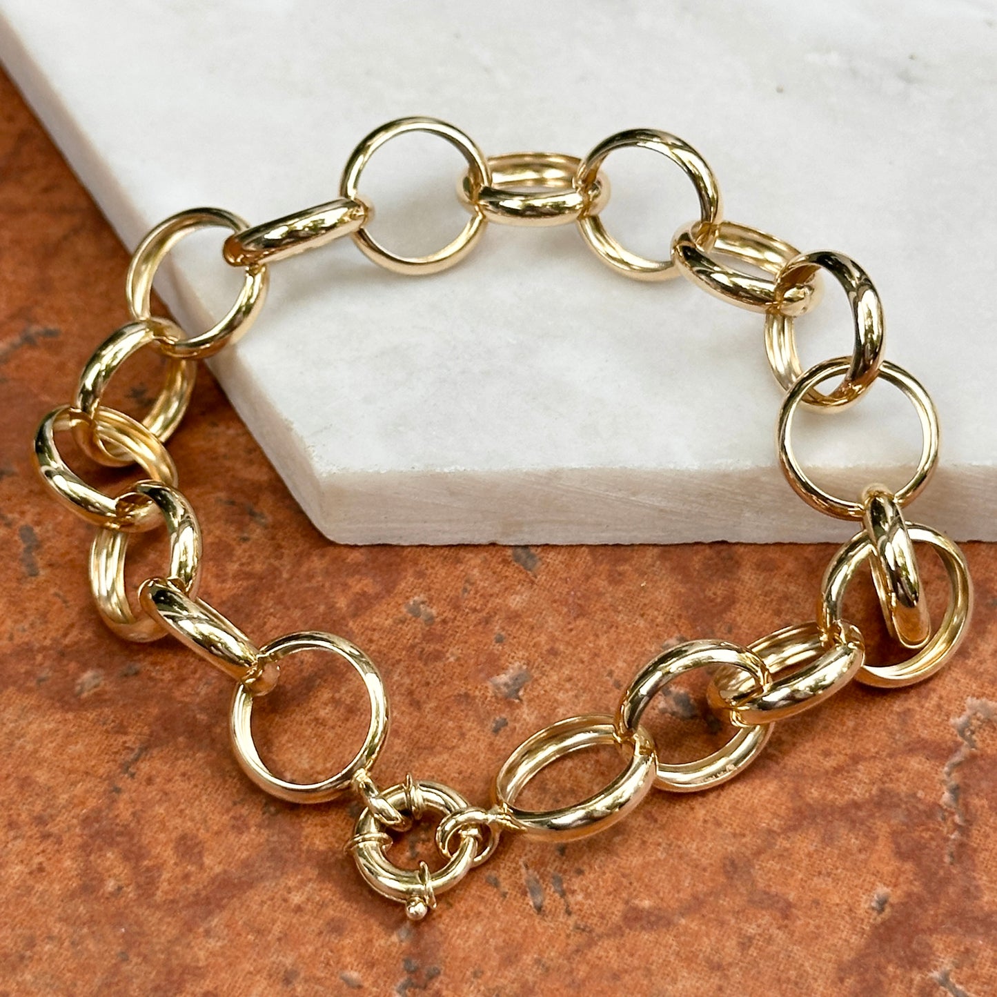 Estate 14KT Yellow Gold 13mm Rolo Chain Bracelet