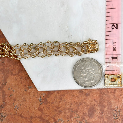 Estate 14KT Yellow Gold Interlocking Wire + Beaded Bracelet
