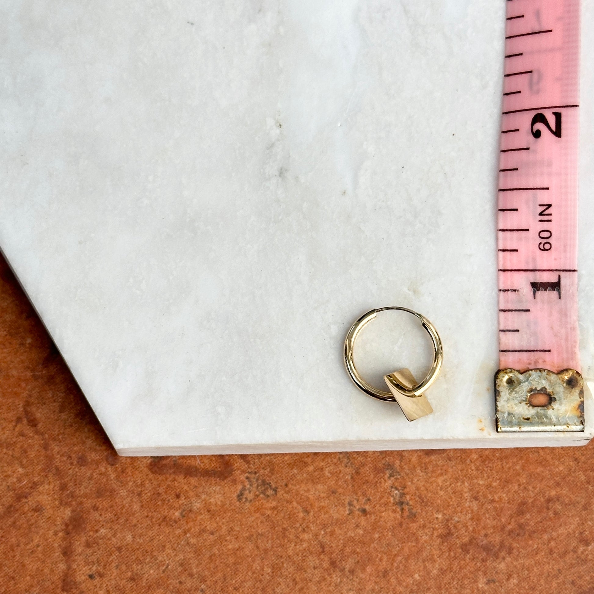 14KT Yellow Gold Endless Hoop + Square Charms Earrings - LSJ