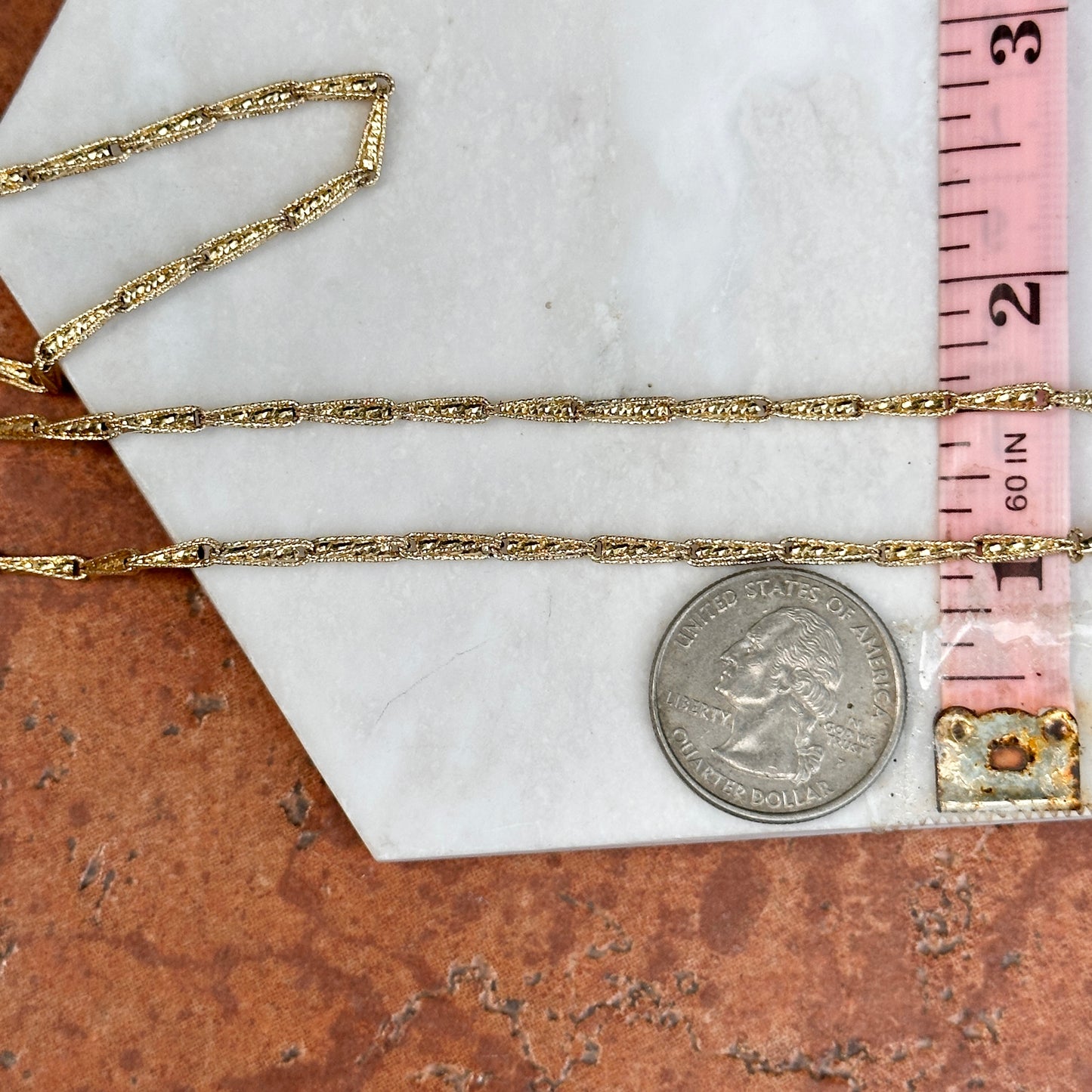 14KT Yellow Gold Tear Drop Link Chain Necklace 24"