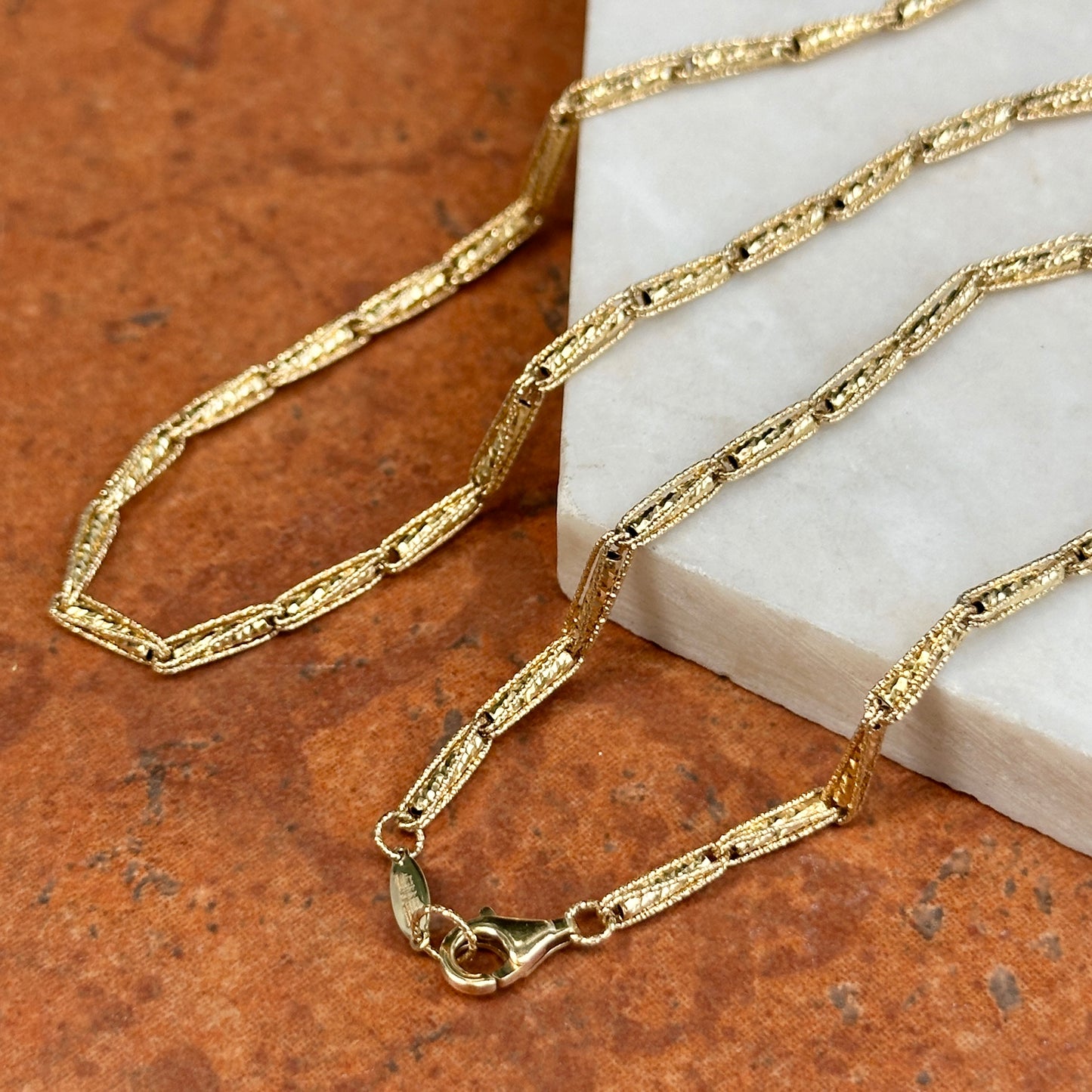 14KT Yellow Gold Tear Drop Link Chain Necklace 24"
