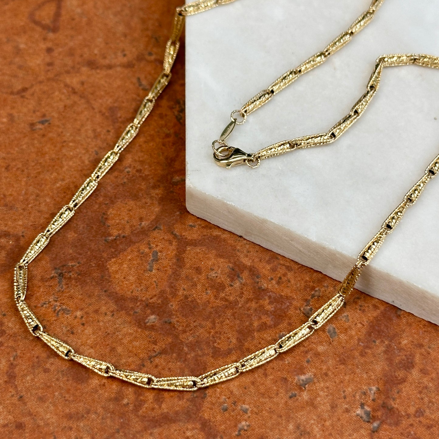 14KT Yellow Gold Tear Drop Link Chain Necklace 24"