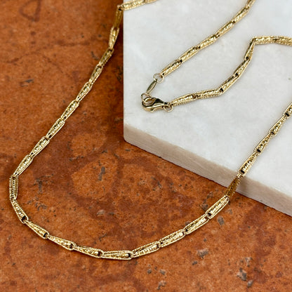 14KT Yellow Gold Tear Drop Link Chain Necklace 24"