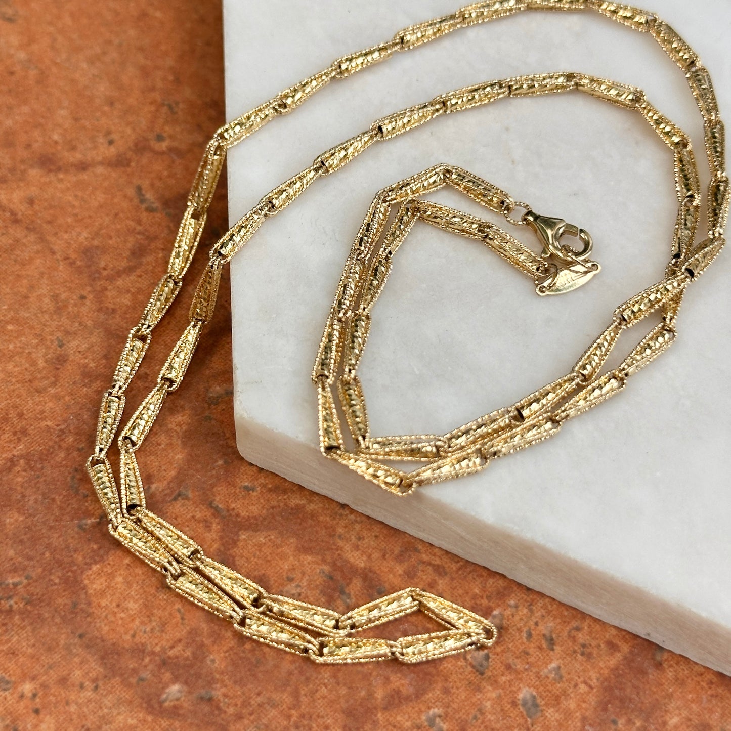 14KT Yellow Gold Tear Drop Link Chain Necklace 24"