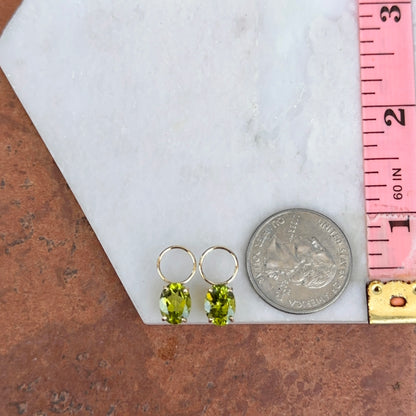 14KT Yellow Gold Genuine Peridot Oval Earring Charms