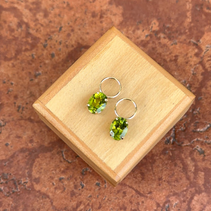 14KT Yellow Gold Genuine Peridot Oval Earring Charms