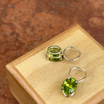 14KT Yellow Gold Genuine Peridot Oval Earring Charms