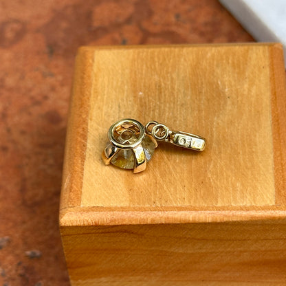14K Yellow Gold Round Rutilated Quartz + Round Diamond Pendant