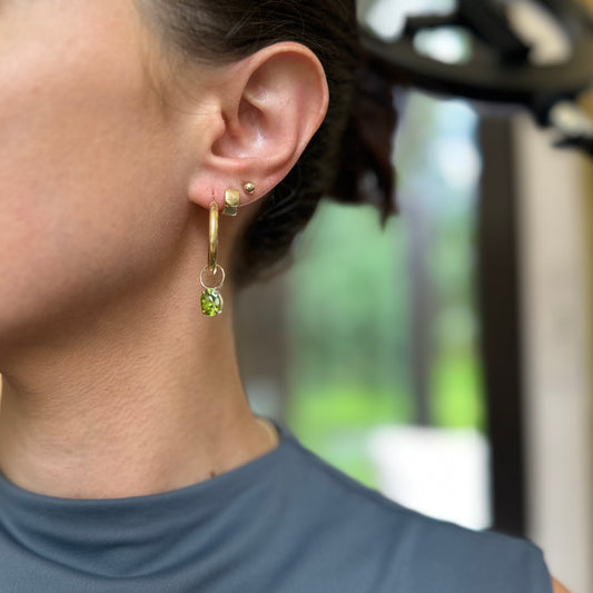 14KT Yellow Gold Genuine Peridot Oval Earring Charms - LSJ