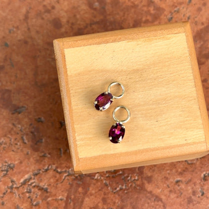 14KT Yellow Gold Oval Rhodolite Garnet Earring Charms