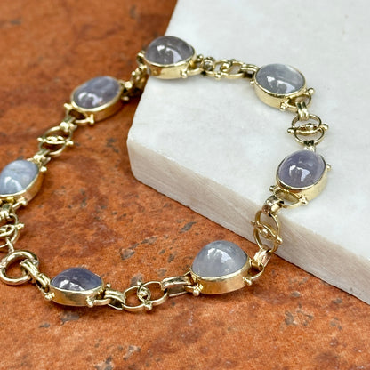 Estate 10KT Yellow Gold Grey Star Sapphire Link Bracelet
