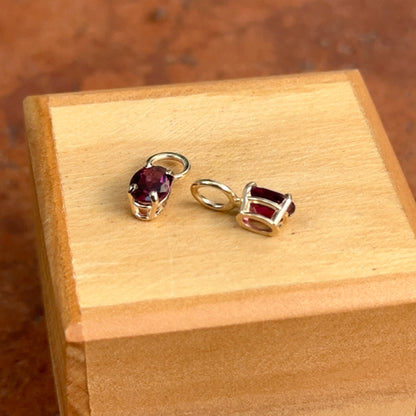 14KT Yellow Gold Oval Rhodolite Garnet Earring Charms