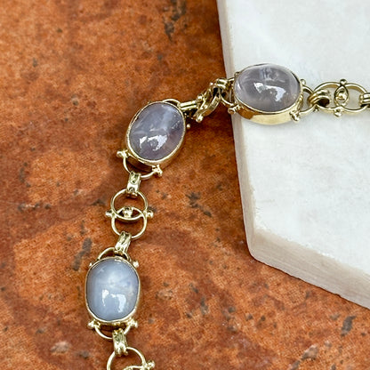 Estate 10KT Yellow Gold Grey Star Sapphire Link Bracelet