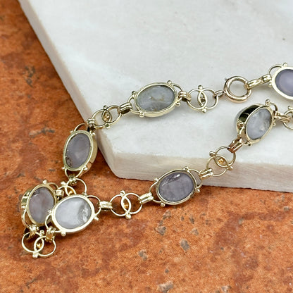 Estate 10KT Yellow Gold Grey Star Sapphire Link Bracelet