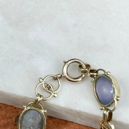 Estate 10KT Yellow Gold Grey Star Sapphire Link Bracelet
