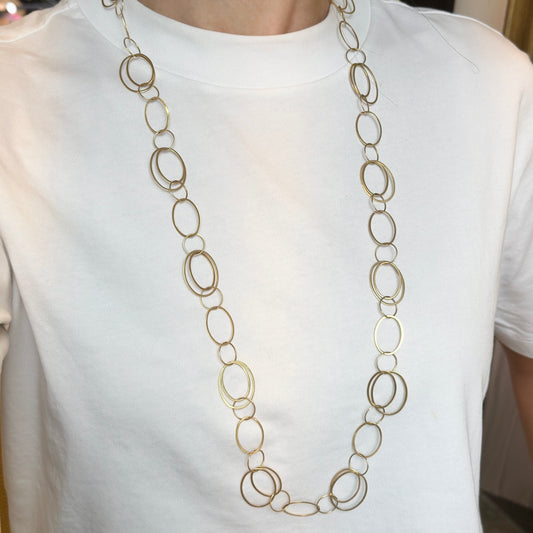 Estate 14KT Yellow Gold Oval Links Chain Necklace 33"