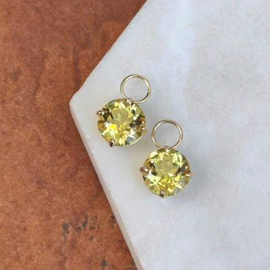 14KT Yellow Gold Round Lemon Quartz Earring Charms