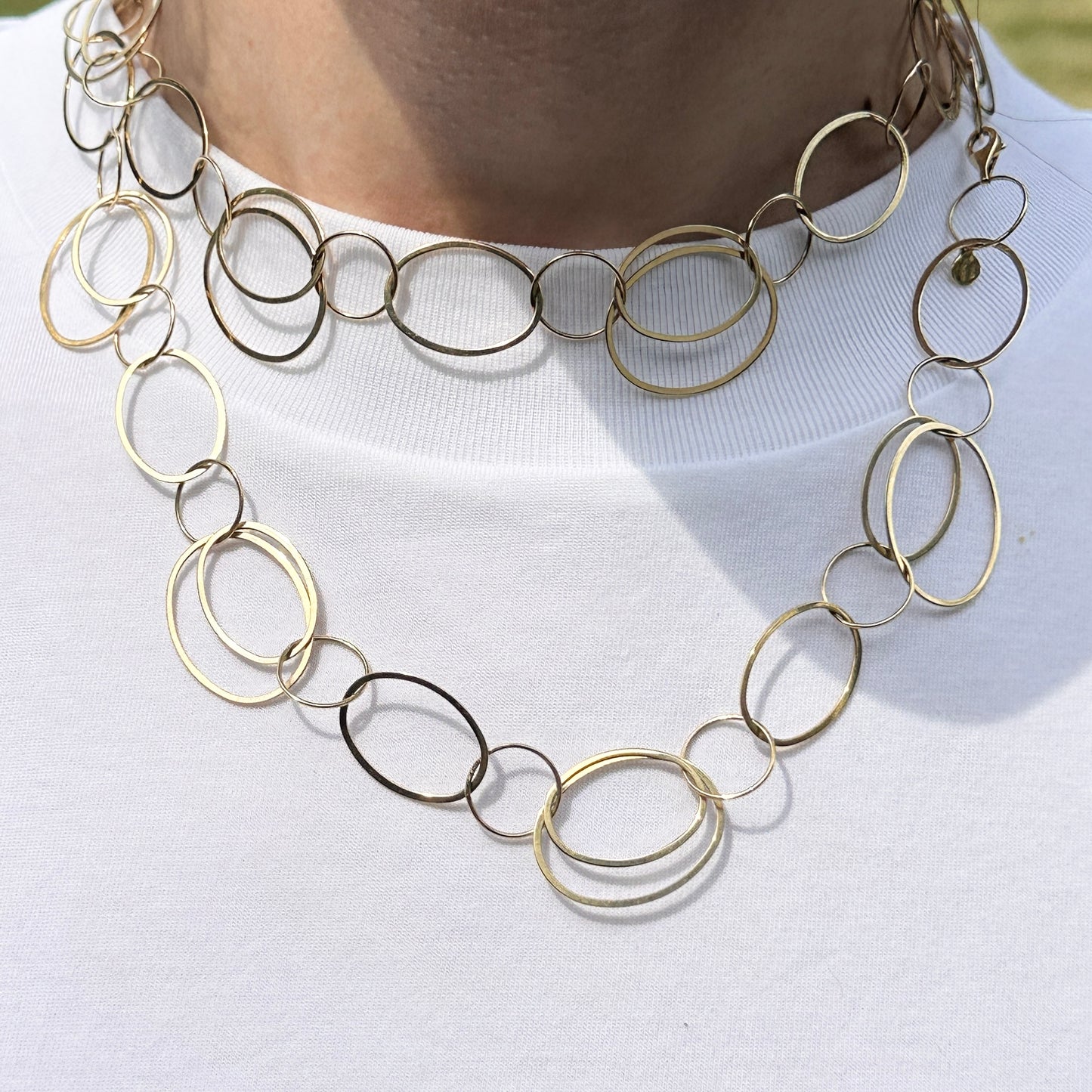 Estate 14KT Yellow Gold Oval Links Chain Necklace 33"
