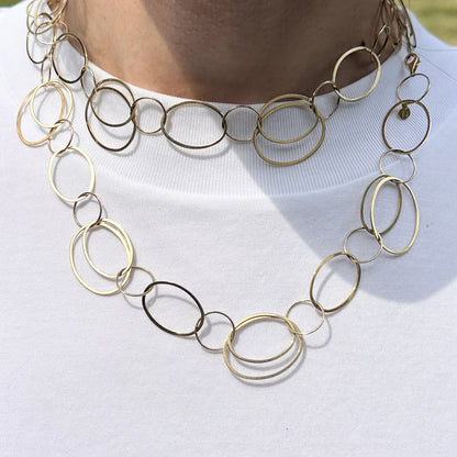 Estate 14KT Yellow Gold Oval Links Chain Necklace 33"
