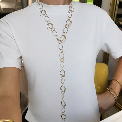 Estate 14KT Yellow Gold Oval Links Chain Necklace 33"