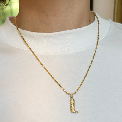 Estate 14KT Yellow Gold Diamond-Cut Western Boot Pendant