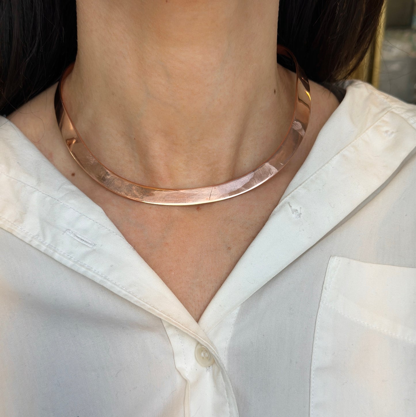 Copper Stiff Round Collar Necklace - LSJ