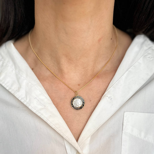 Sterling Silver Platinum + 18K Gold Plated St. Christopher Charm Pendant - LSJ