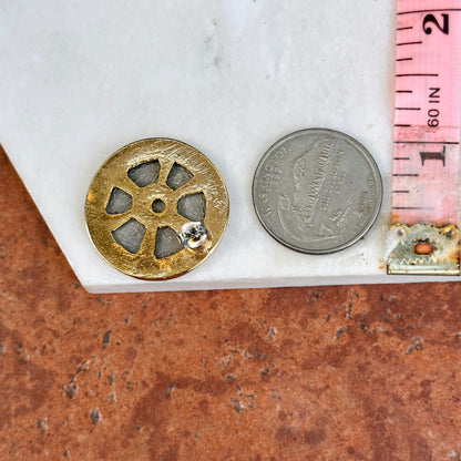 Vintage Gold-Tone + Silver Tone Panama VN Balboa Coin Bezel  Earrings 27mm