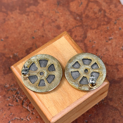 Vintage Gold-Tone + Silver Tone Panama VN Balboa Coin Bezel  Earrings 27mm