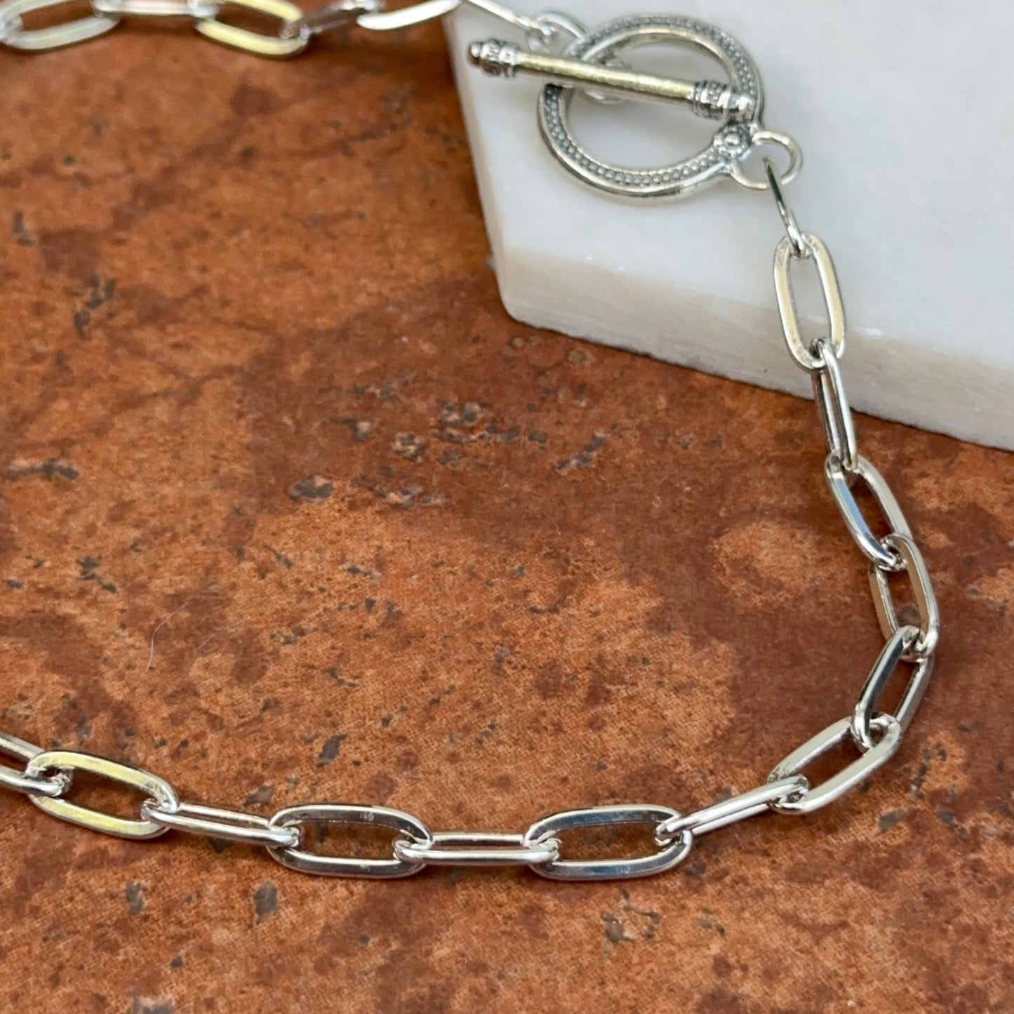 Sterling Silver Paperclip Chain Choker Chain Necklace