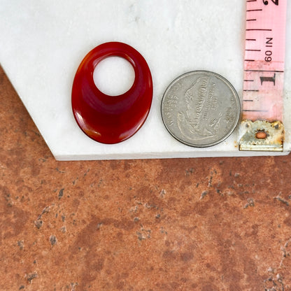 Red Carnelian Oval Polished Gemstone Disc Earring Charms