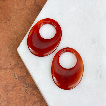 Red Carnelian Oval Polished Gemstone Disc Earring Charms