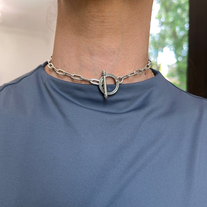 Sterling Silver Paperclip Chain Choker Chain Necklace