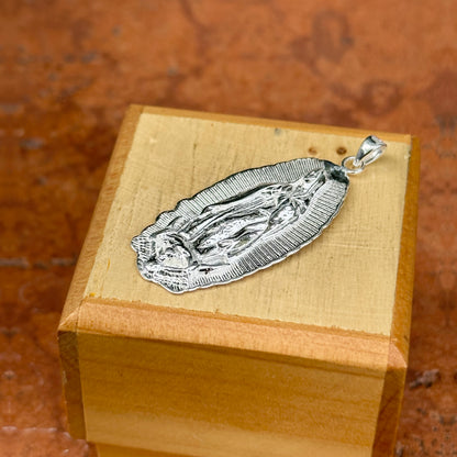 Sterling Silver Guadalupe Oval Medal Large Pendant