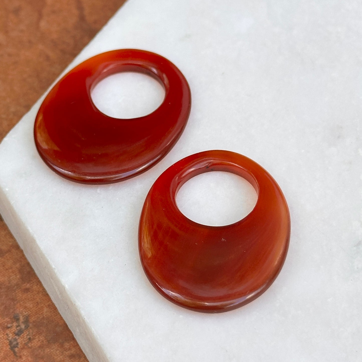 Red Carnelian Oval Polished Gemstone Disc Earring Charms