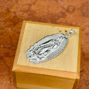 Sterling Silver Guadalupe Oval Medal Large Pendant