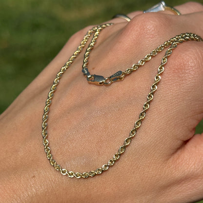 14KT Yellow Gold Solid 2.25mm Rope Chain Necklace - LSJ
