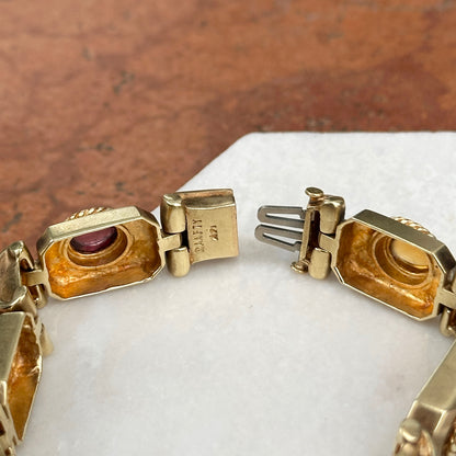 Estate 14KT Yellow Gold Raafty Cabochon Gemstone Link Bracelet