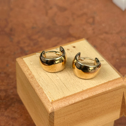14KT Yellow Gold 9.5mm Wide Huggie Hoop Earrings