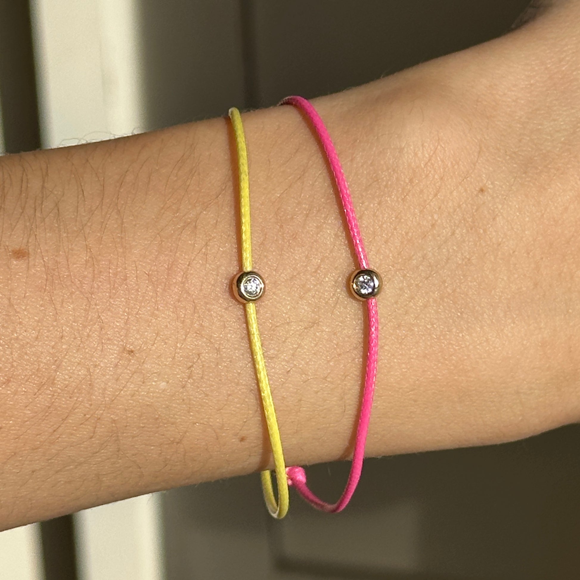 14KT Yellow Gold Yellow Silk Cord Diamond Bracelet - LSJ