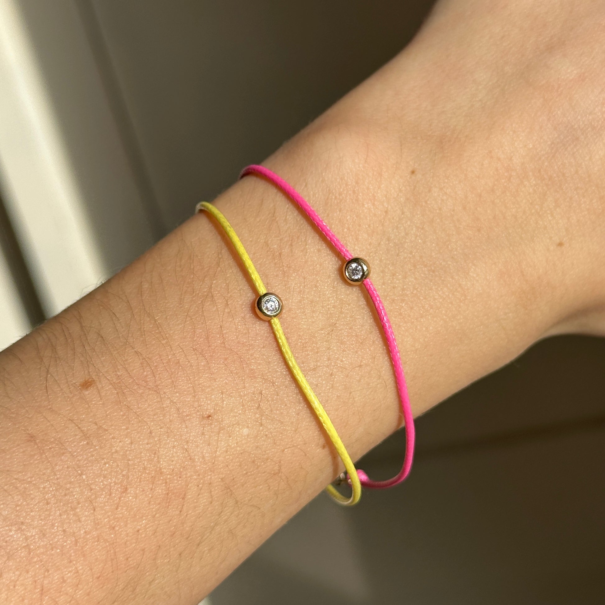 14KT Yellow Gold Yellow Silk Cord Diamond Bracelet - LSJ