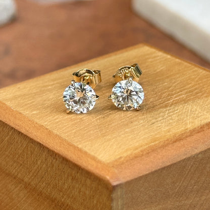 14KT Yellow Gold 2 CT Lab-Grown Round Diamond Stud Earrings