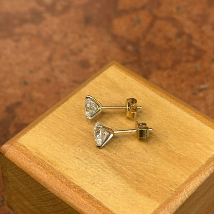 14KT Yellow Gold 2 CT Lab-Grown Round Diamond Stud Earrings