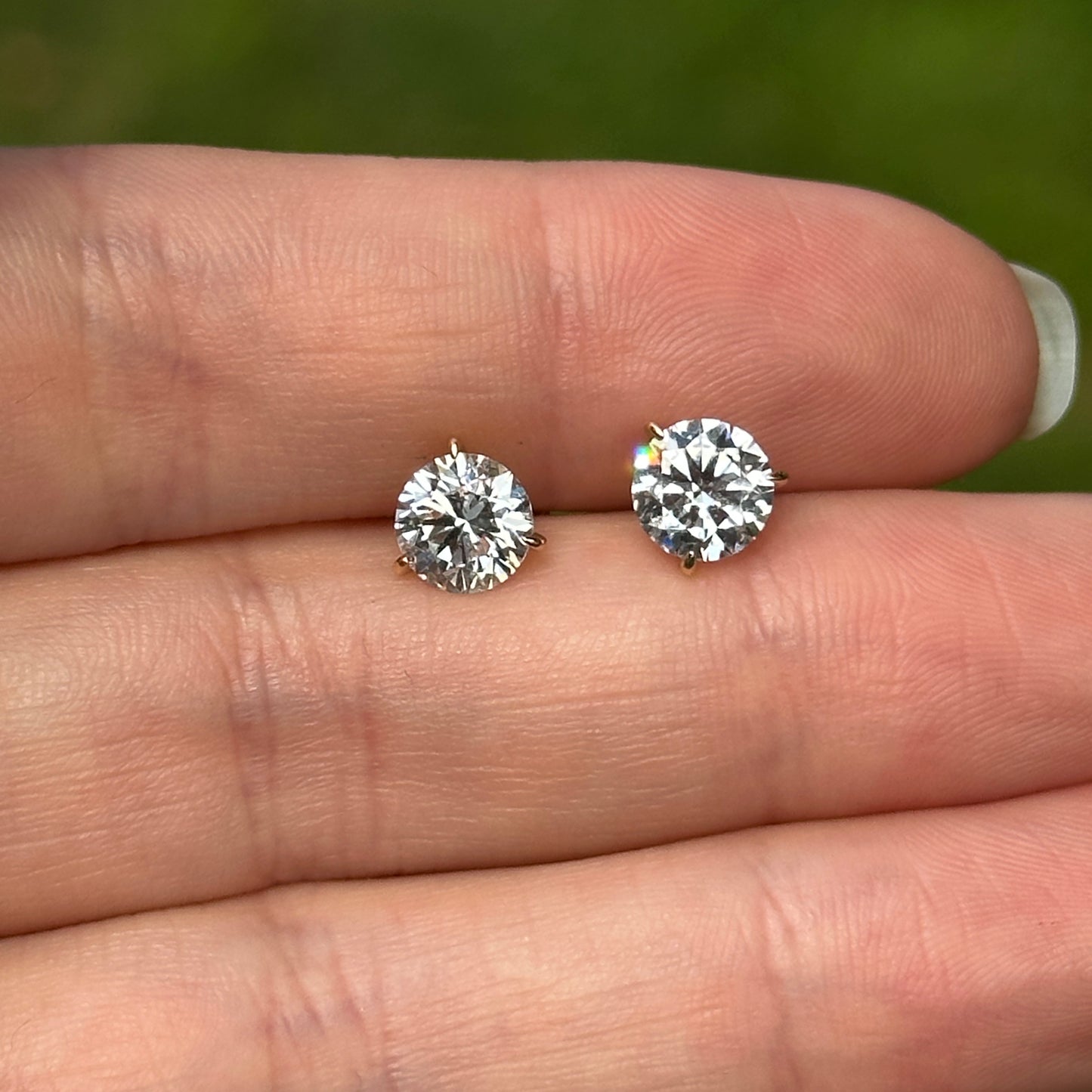 14KT Yellow Gold 2 CT Lab-Grown Round Diamond Stud Earrings