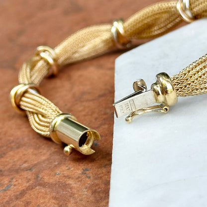 Estate 18KT Yellow Gold Mesh Twist Bracelet + Tri-Gold Rings