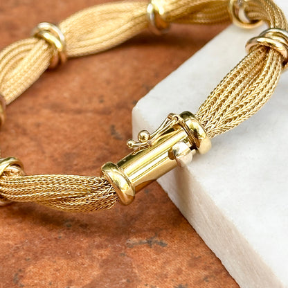 Estate 18KT Yellow Gold Mesh Twist Bracelet + Tri-Gold Rings